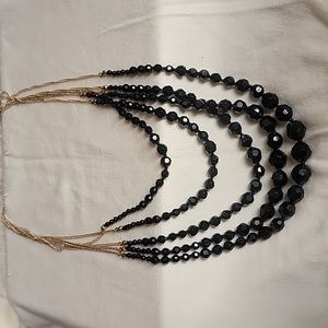 Black Bead with Gold Chain Necklace
